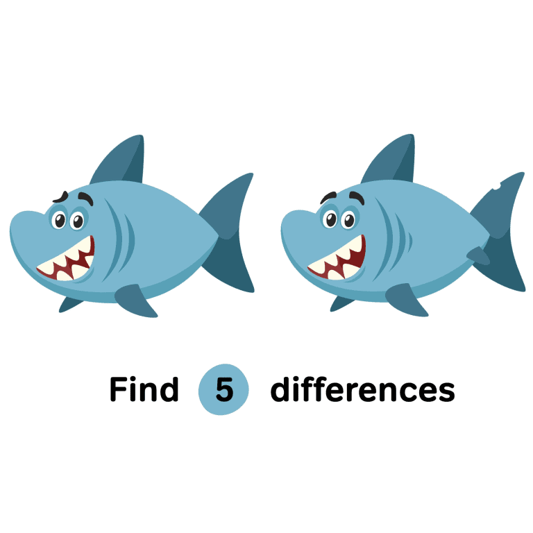 spot the difference game with 2 sharks to compare