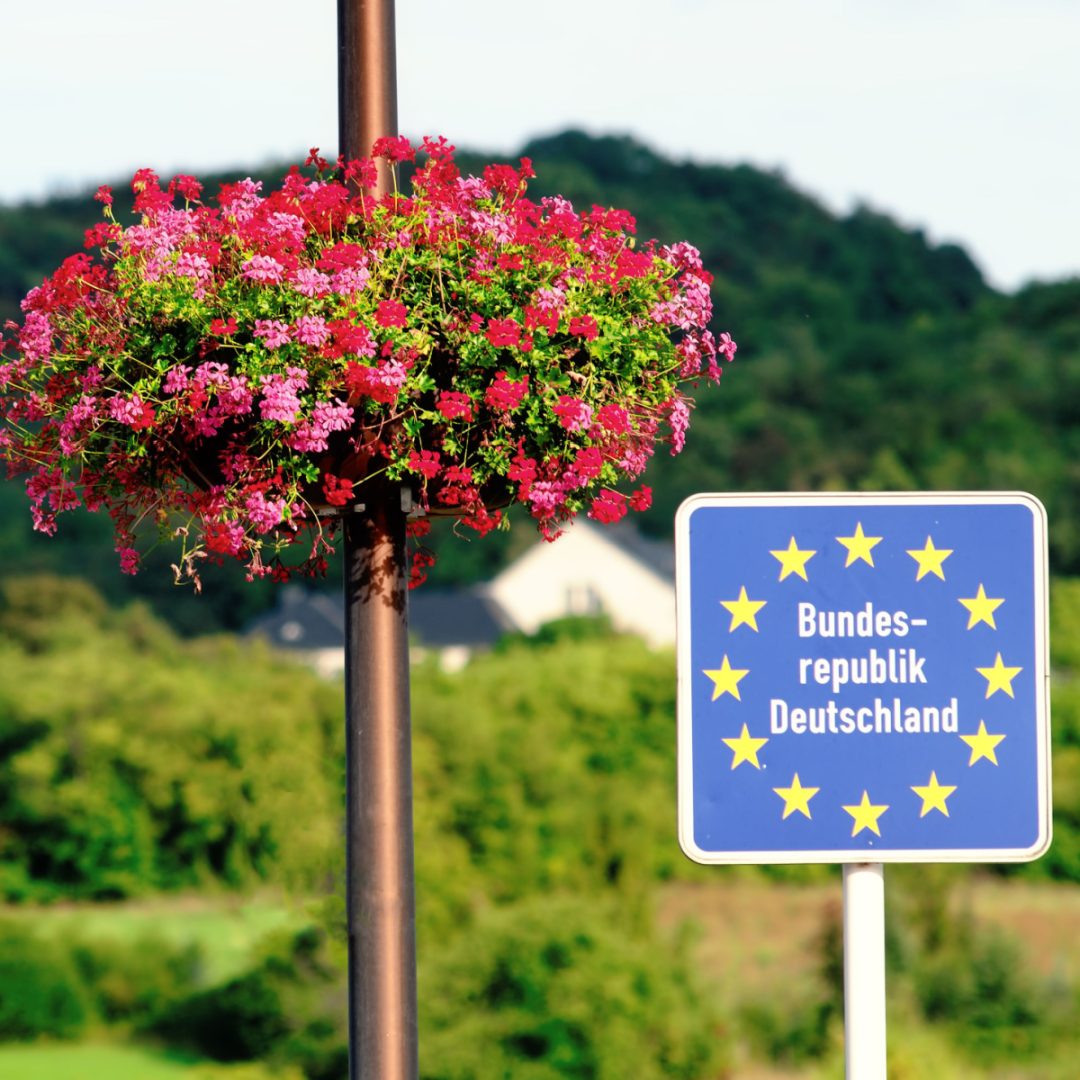Sign on the border of Germany