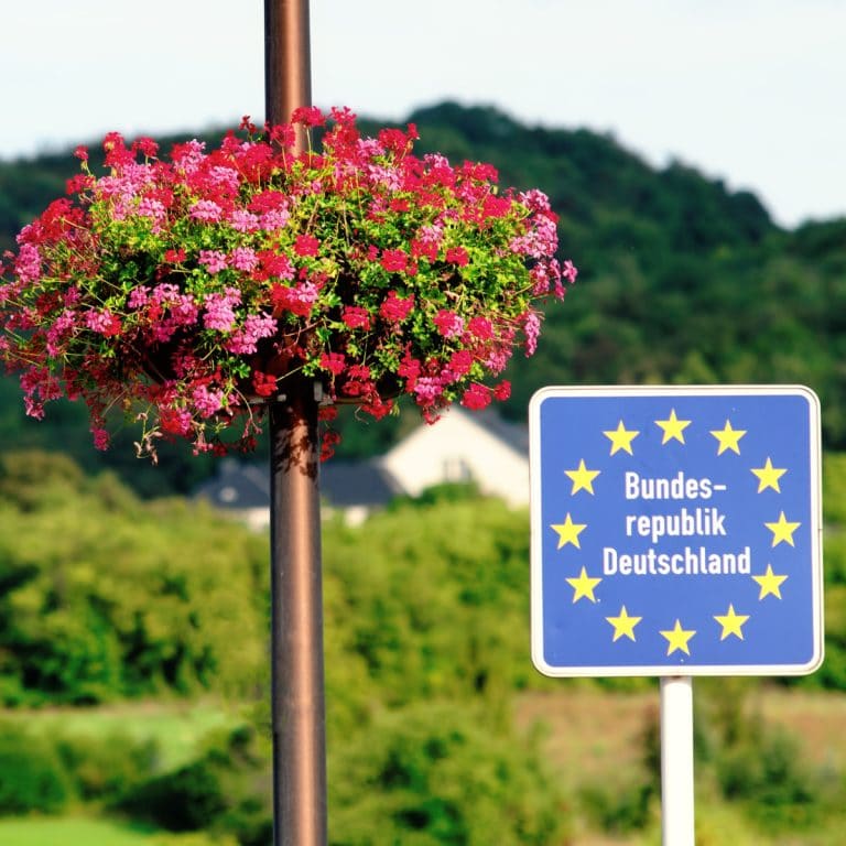 Sign on the border of Germany
