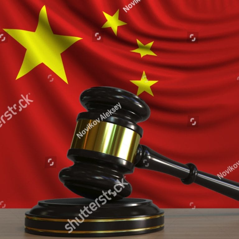Chinese flag and gavel