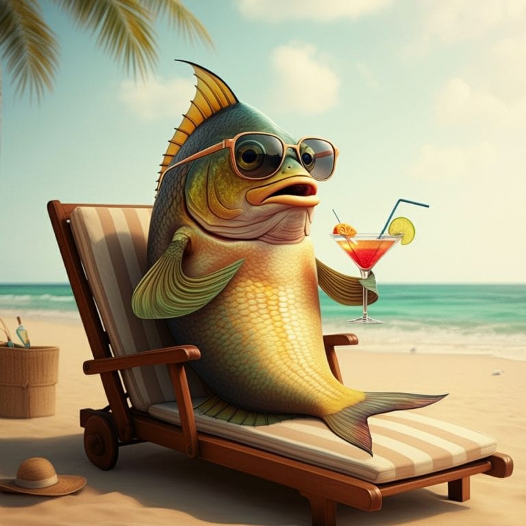 Fish drinking cocktail