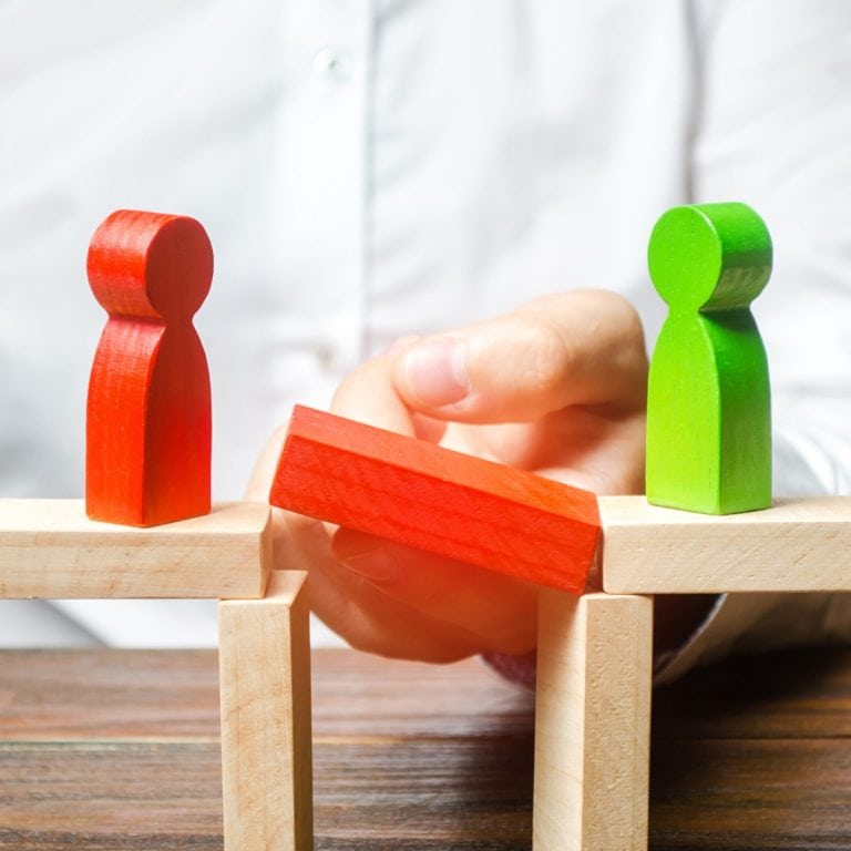 Two wooden blocks acting as opponents
