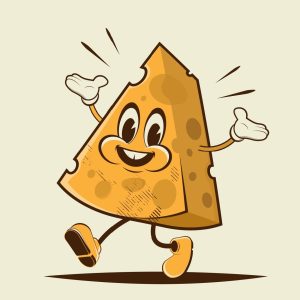 cartoon clock of smiling cheese