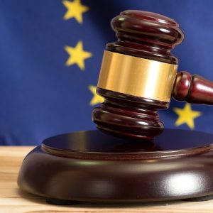 Gavel and EU flag