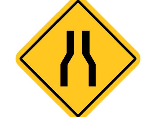 narrow road warning sign