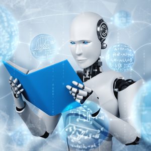 Robot reading a book